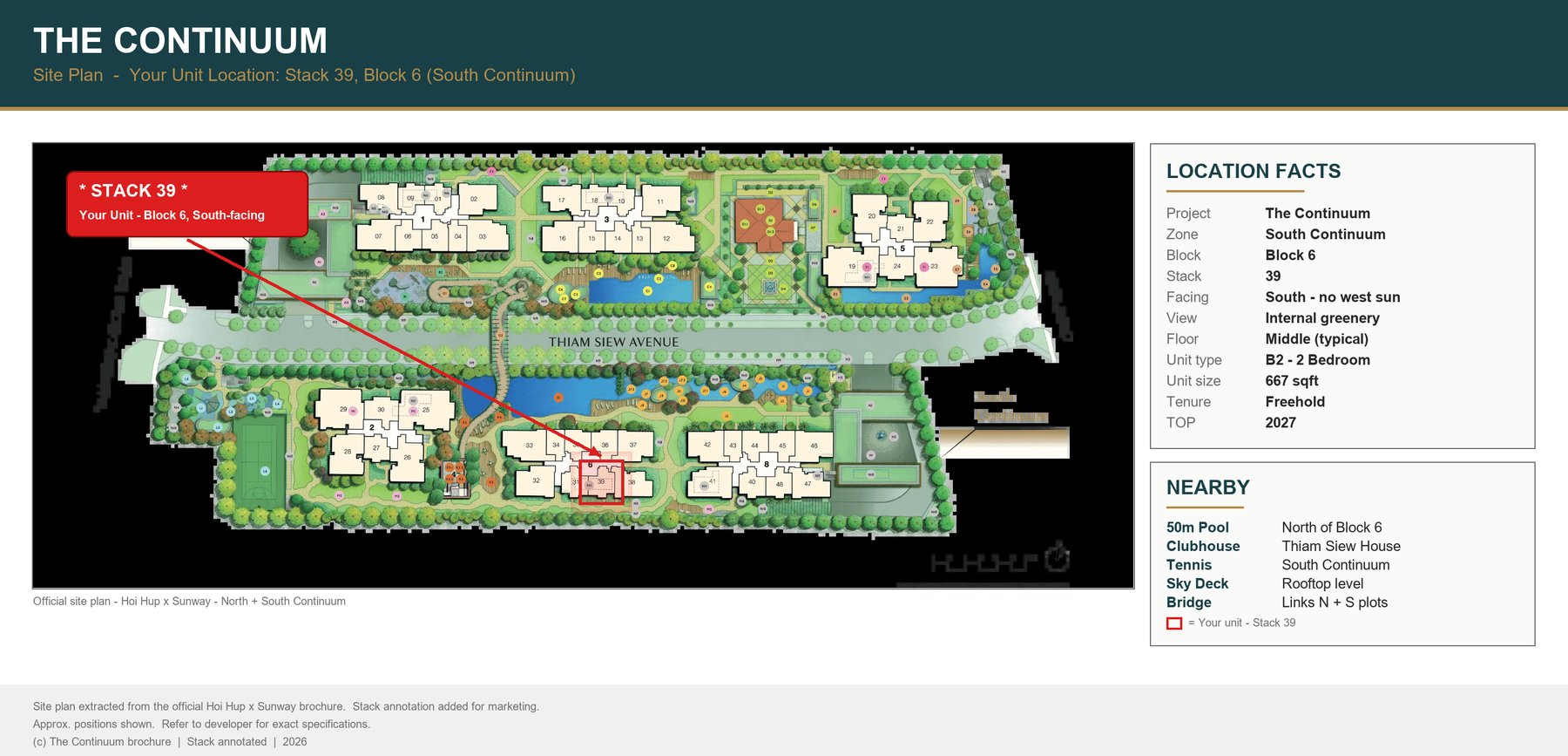 The Continuum site plan — Stack 39 highlighted in Block 6