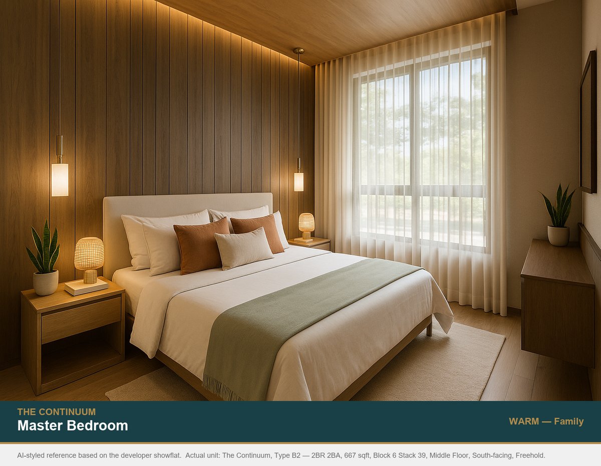 Master bedroom at The Continuum Type B2