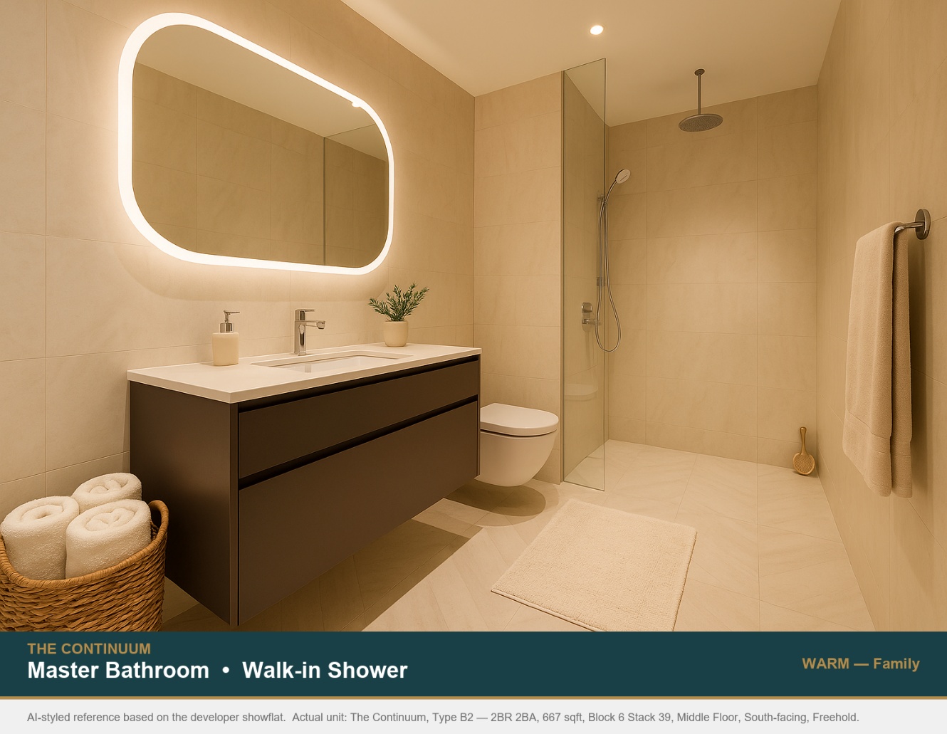 Master bathroom at The Continuum Type B2