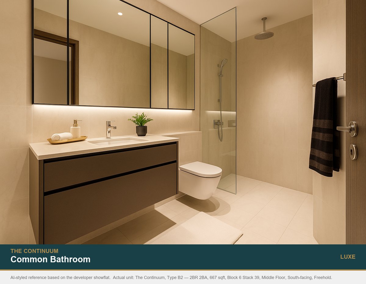 Common bathroom at The Continuum Type B2